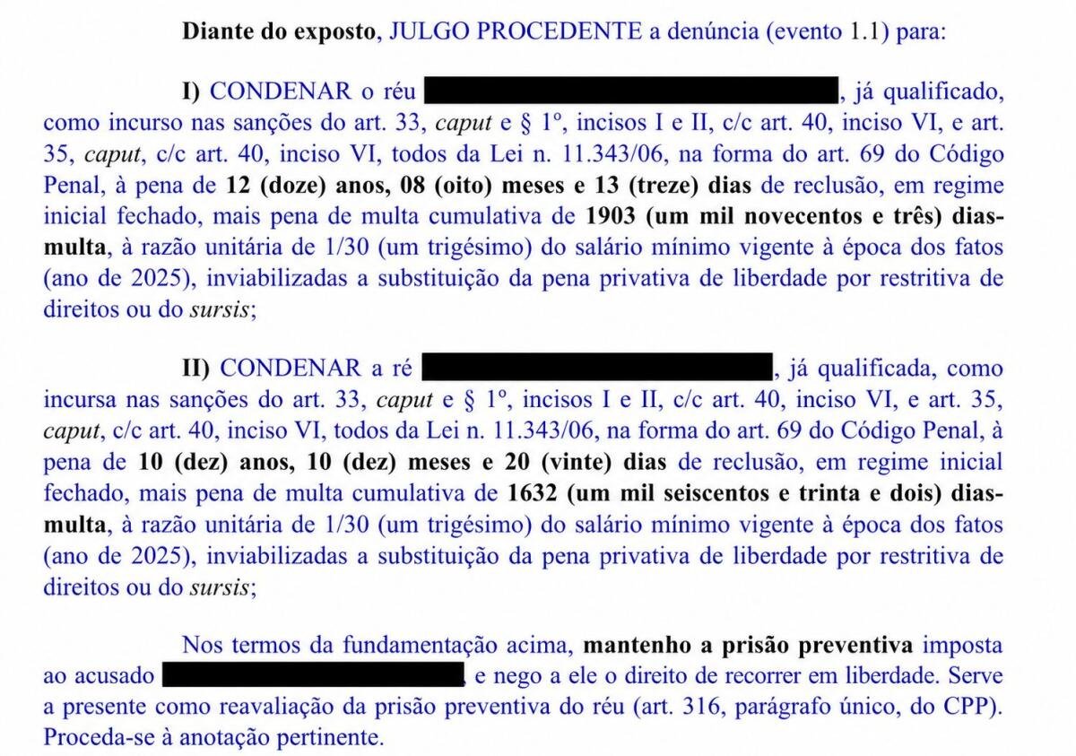 Casal é condenado por tráfico de drogas em Itapiranga; Defesa vai recorrer