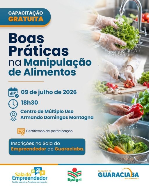 Secretaria de Indústria e Comércio de Guaraciaba marca realização de curso sobre Boas Práticas na Manipulação de Alimentos