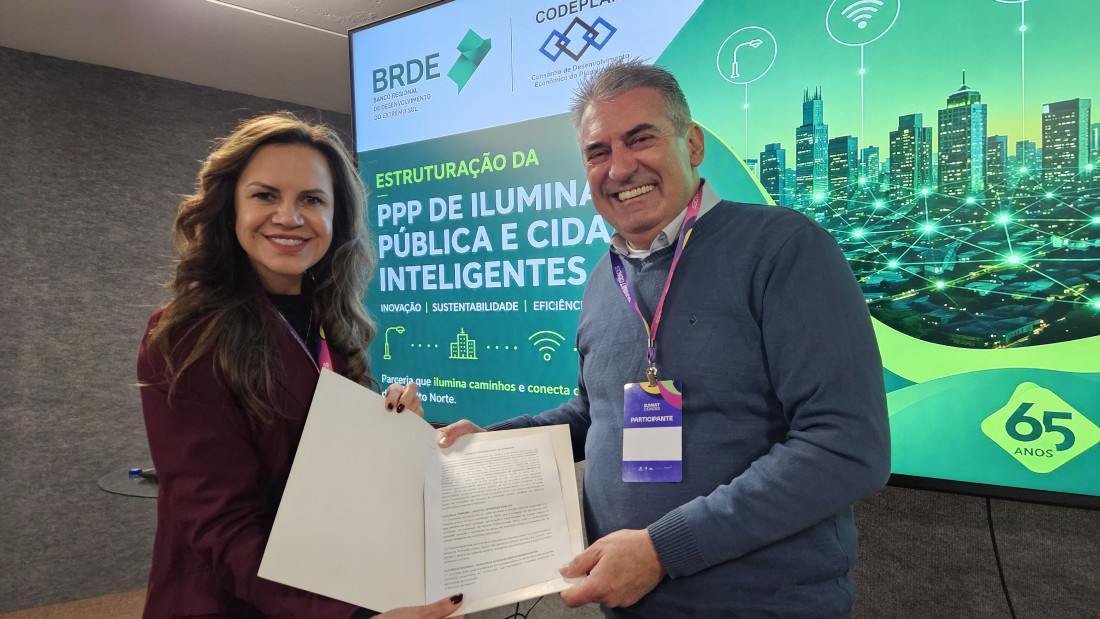 BRDE e Codeplan firmam parceria para estruturar PPPs de iluminação pública e cidades inteligentes no Planalto Norte