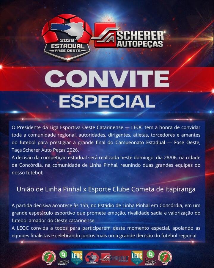 Pinhal de Concórdia e Cometa de Itapiranga decidem título da Fase Oeste neste domingo