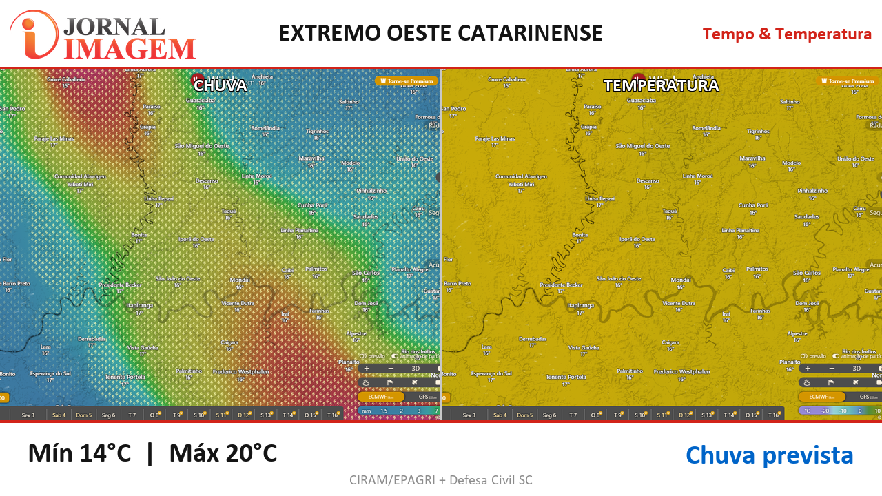 Previsão do Tempo — Extremo Oeste de SC — 02/07/2026