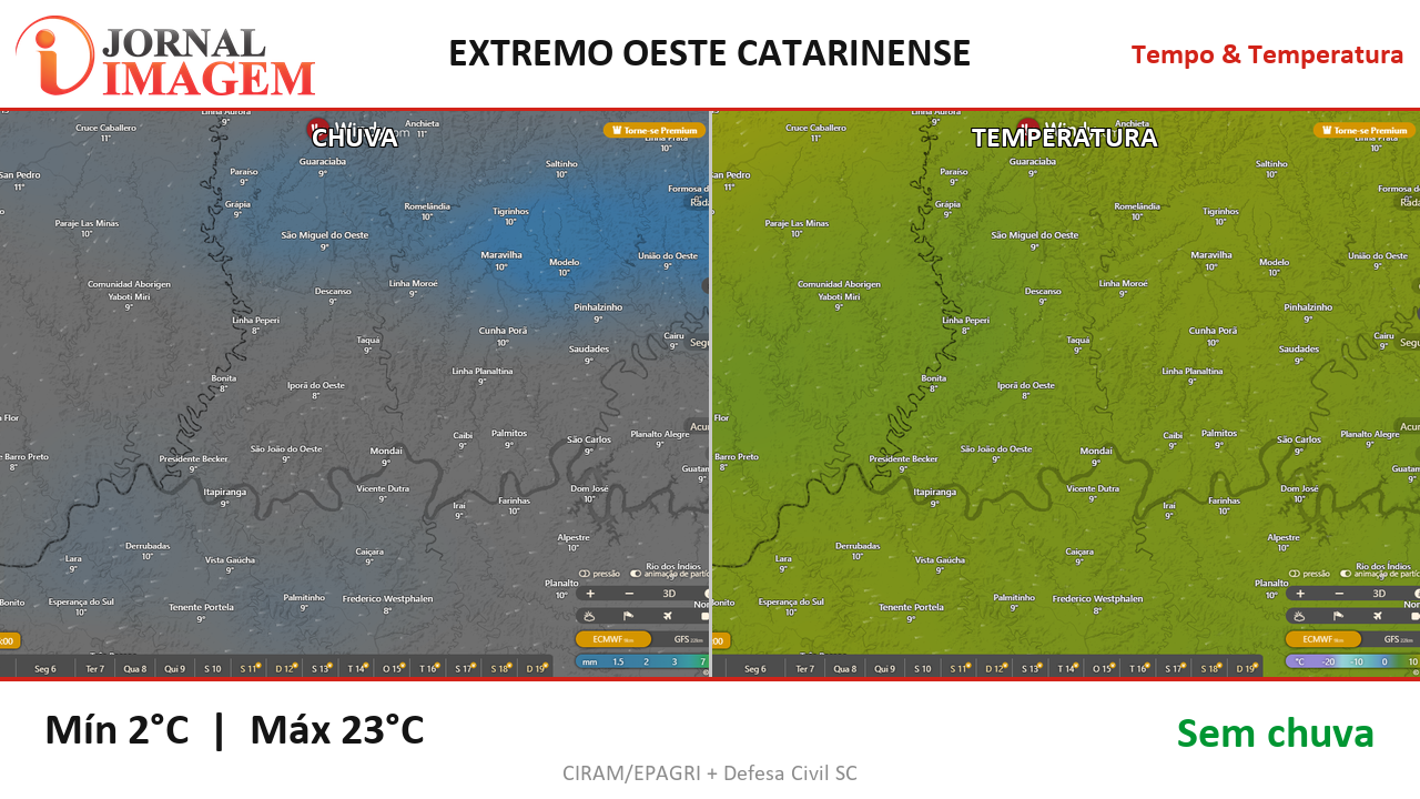 Previsão do Tempo — Extremo Oeste de SC — 05/07/2026