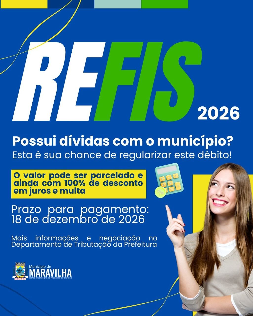 Refis está disponível para maravilhenses regularizem débitos municipais
