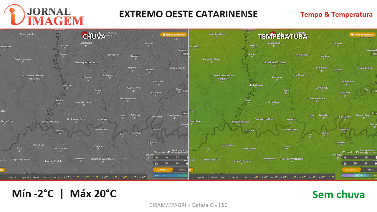 Previsão do Tempo — Extremo Oeste de SC — 14/07/2026