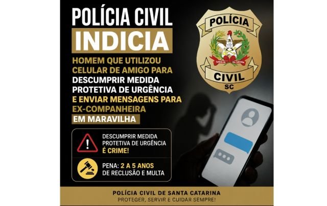Homem é indiciado após usar celular e perfil de outra pessoa para contatar ex-companheira com medida protetiva