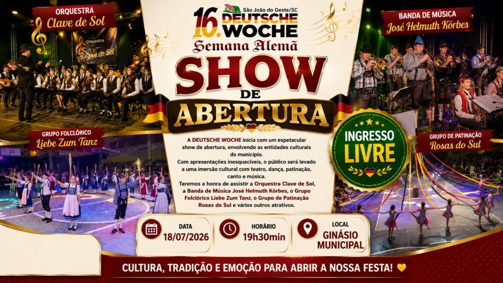 São João do Oeste convida famílias para o Show de Abertura da 16ª Semana Alemã