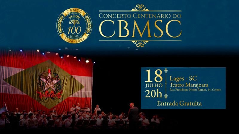 Lages recebe concerto gratuito da Banda do Corpo de Bombeiros neste sábado