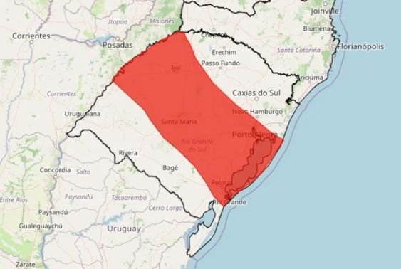 Inmet emite alerta vermelho de grande perigo para acumulado de chuva no RS