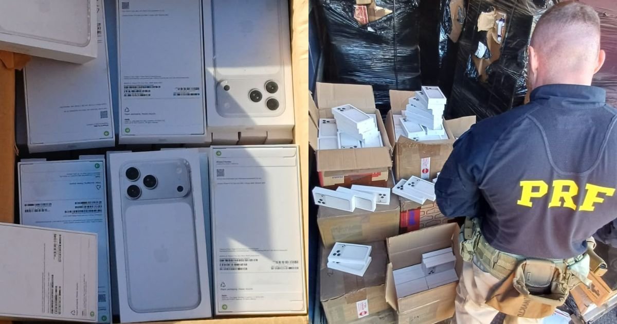 PRF apreende mais de R$ 14 milhões em iPhones 17 e Galaxy S26 Ultra escondidos em carreta em SC