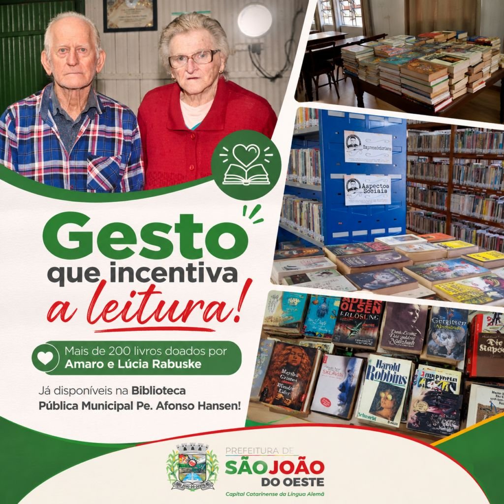 Doação de mais de 200 livros amplia acervo da Biblioteca Pública Municipal