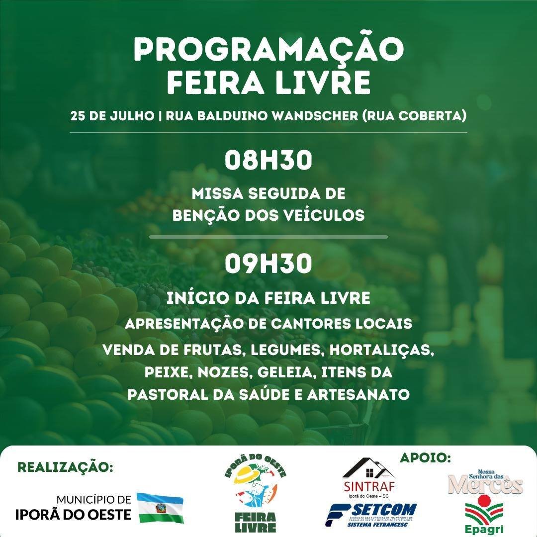 *Vem aí a 1ª edição da Feira Livre de Iporã do Oeste!*