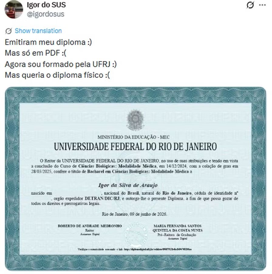 Diploma em papel perde validade para novos formandos; entenda o que mudou com a regra do MEC