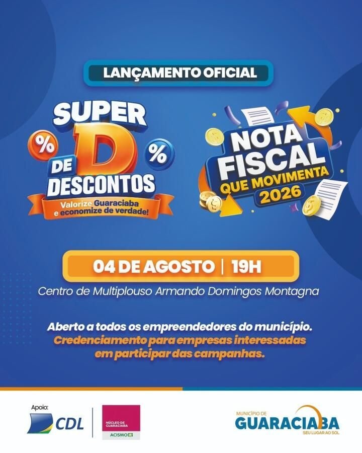 Lançamento de campanhas para fortalecer o comércio de Guaraciaba acontece nesta terça