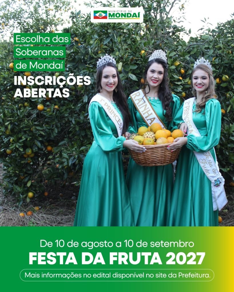 Inscrições para o Concurso das Soberanas de Mondaí estão abertas