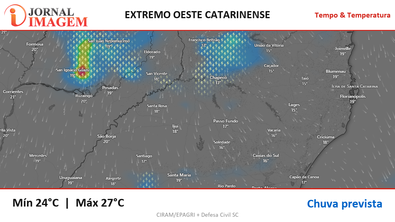 Previsão do Tempo — Extremo Oeste de SC — 06/08/2026