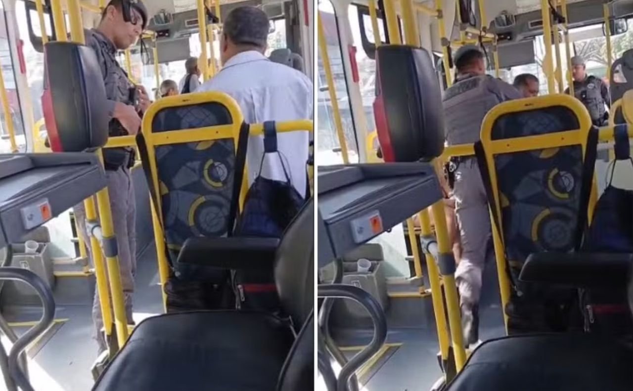 Motorista de ônibus é retirado de coletivo por PM durante abordagem em SP