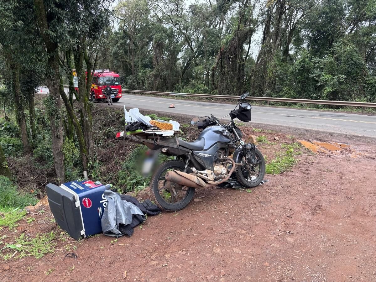 Motociclista fica ferido em acidente na BR-282 entre Iraceminha e Maravilha