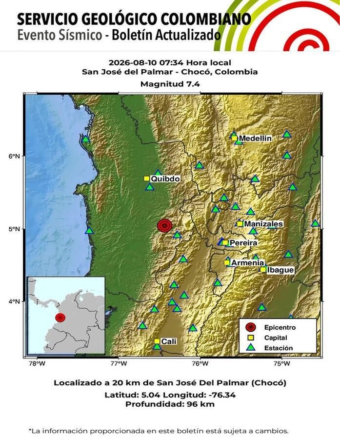Terremoto de magnitude 7,4 deixa 54 mortos na Colômbia