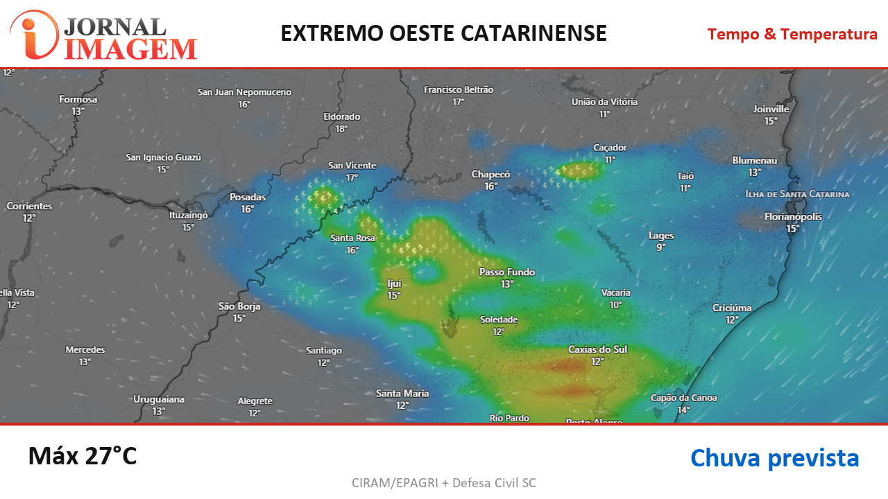 Previsão do Tempo — Extremo Oeste de SC — 12/08/2026