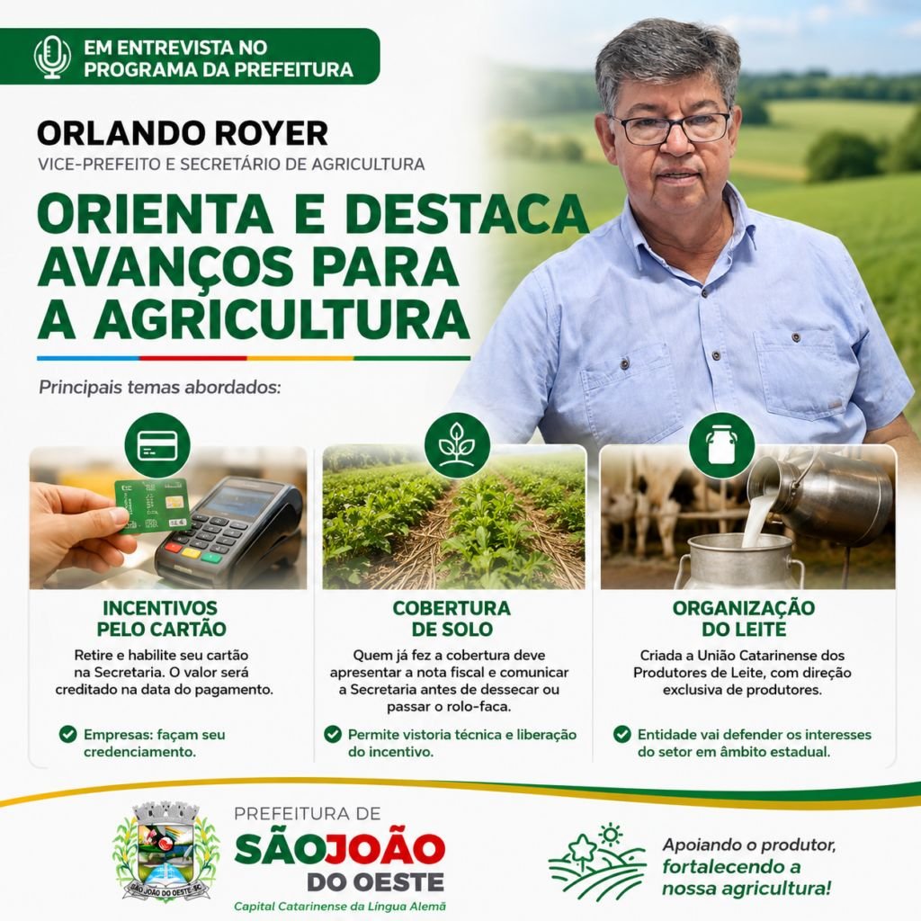 Vice-prefeito de São João do Oeste discute incentivos e organização dos produtores de leite