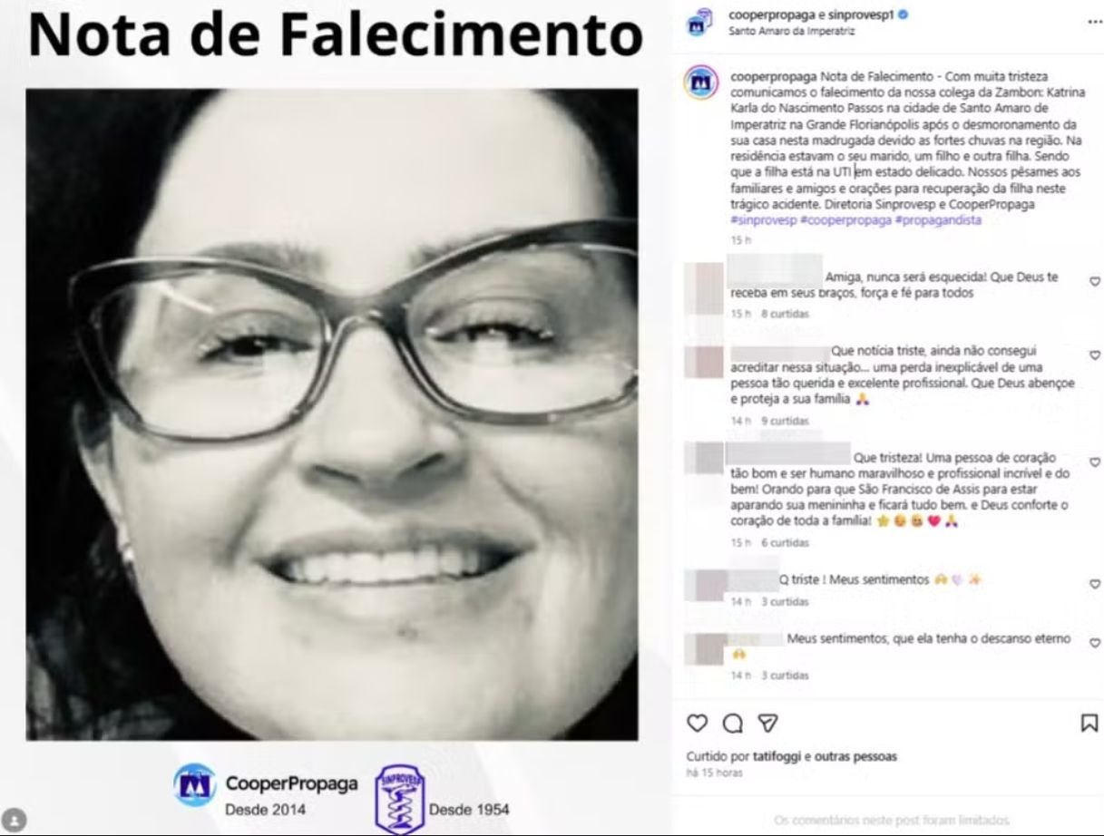Menina de 10 anos morre após deslizamento em Santo Amaro da Imperatriz