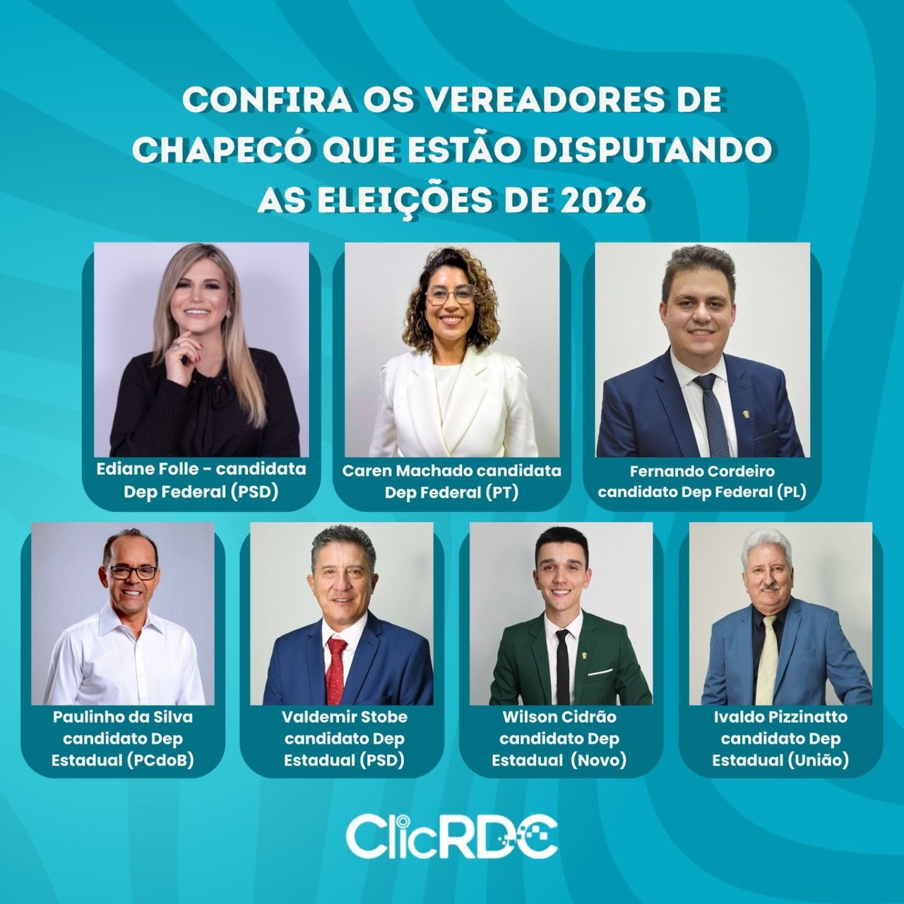 Sete vereadores de Chapecó disputam vagas na Câmara dos Deputados e Alesc em 2026