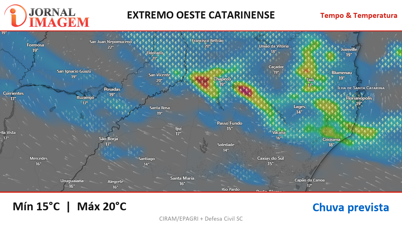 Previsão do Tempo — Extremo Oeste de SC — 30/08/2026