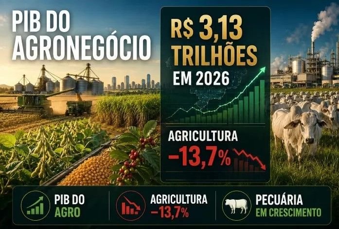 Projeção do PIB do agronegócio brasileiro para 2026 é de R$ 3,13 trilhões