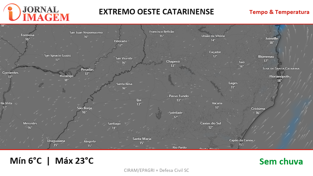 Previsão do Tempo — Extremo Oeste de SC — 02/09/2026