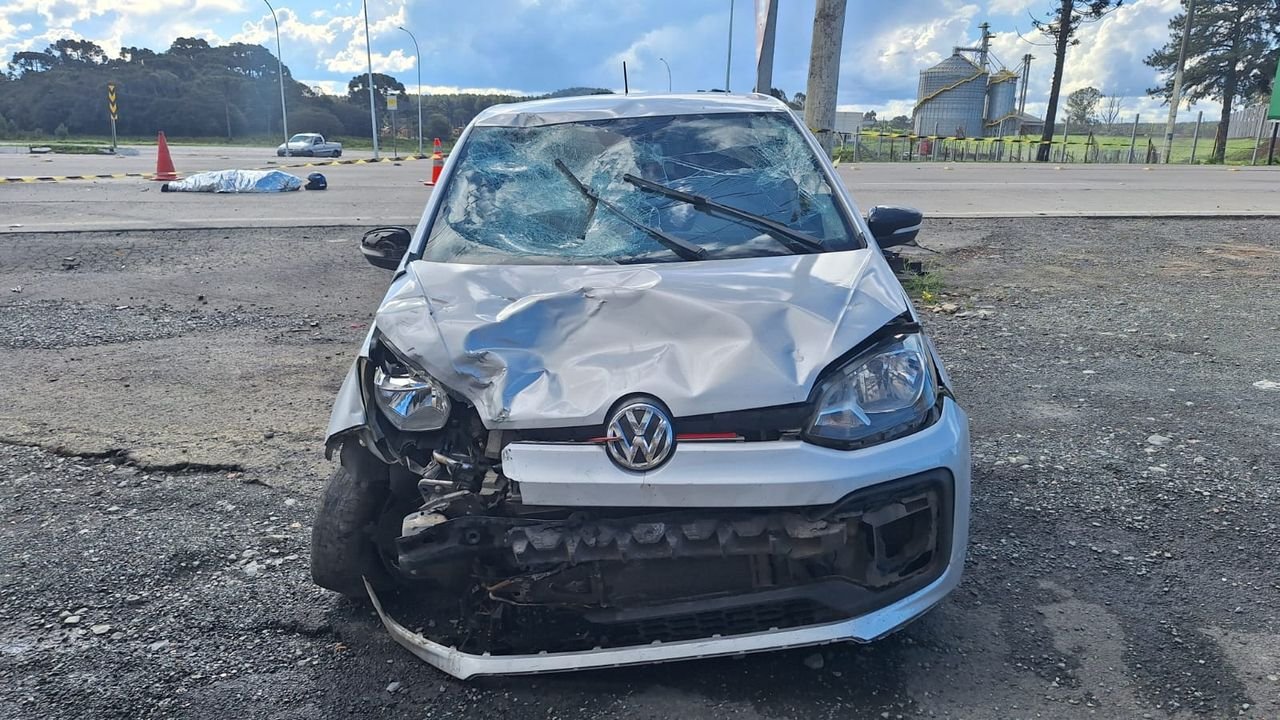 Colisão entre carro e moto resulta em morte na SC-114 em Palmeira