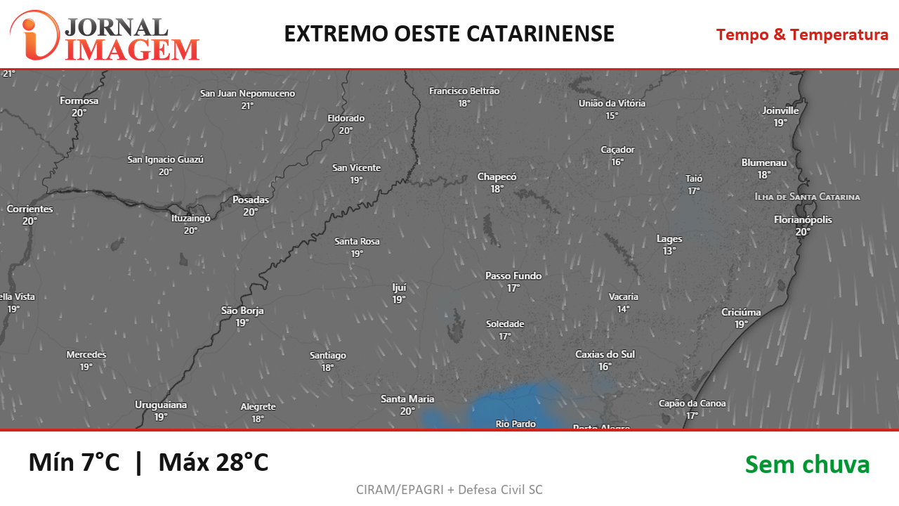 Previsão do Tempo — Extremo Oeste de SC — 03/09/2026