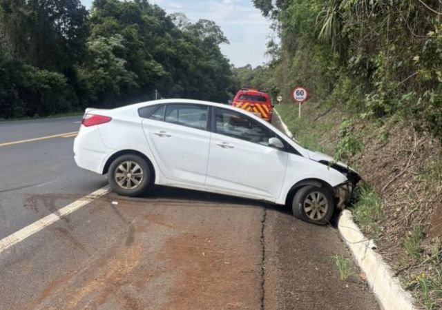 Colisão entre veículos deixa homem ferido na BR-158 em Cunha Porã