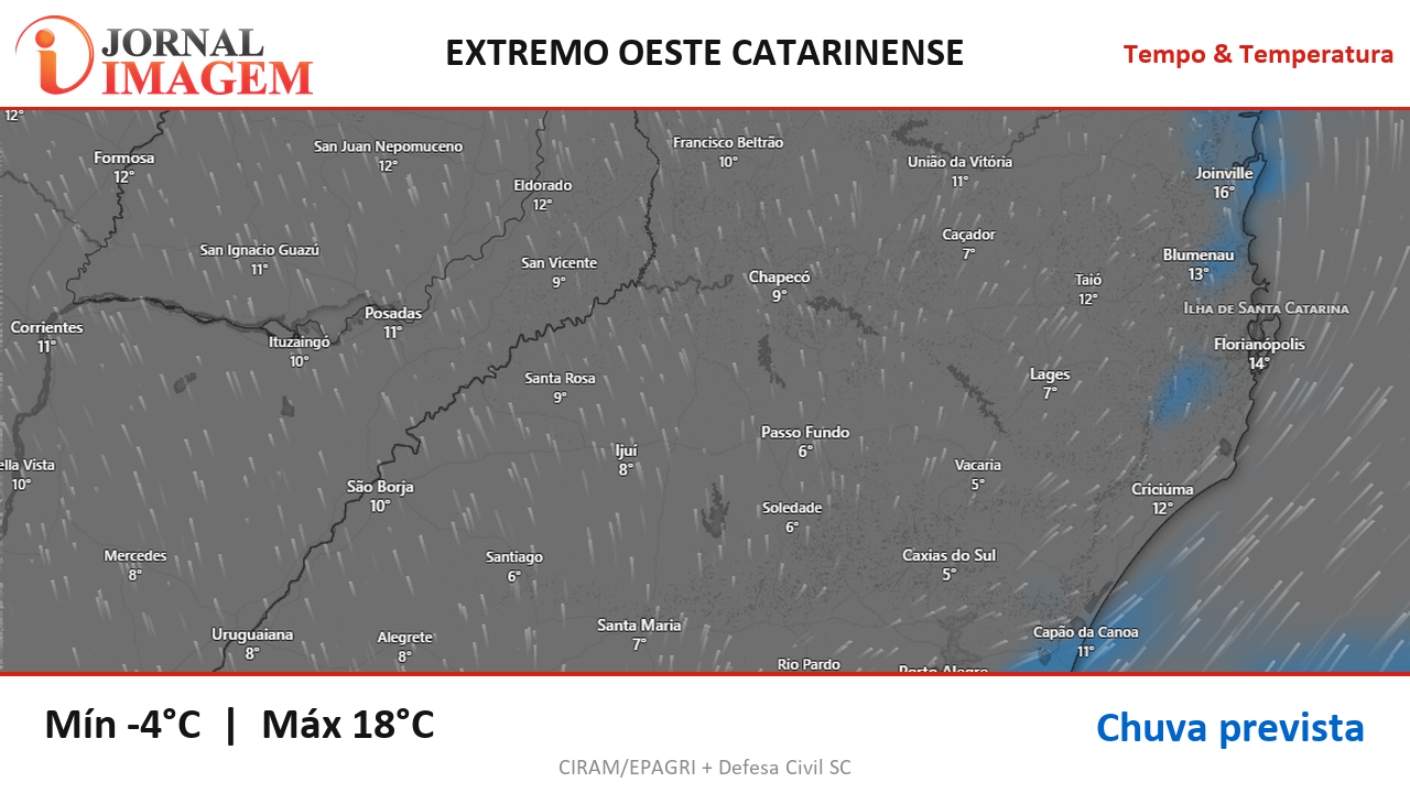 Previsão do Tempo — Extremo Oeste de SC — 06/09/2026