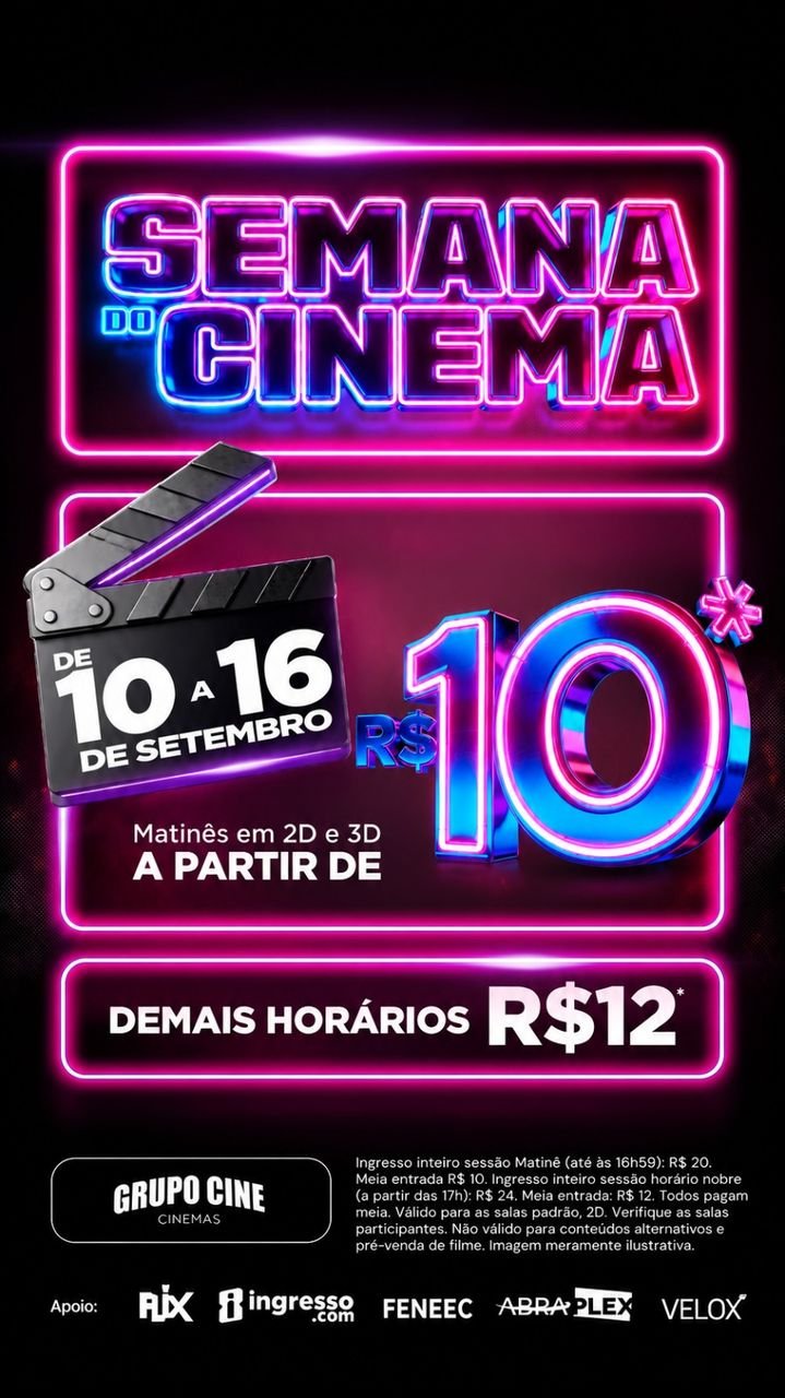 Semana do Cinema com preços promocionais no Pátio Shopping