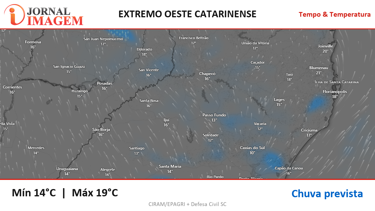 Previsão do Tempo — Extremo Oeste de SC — 12/09/2026