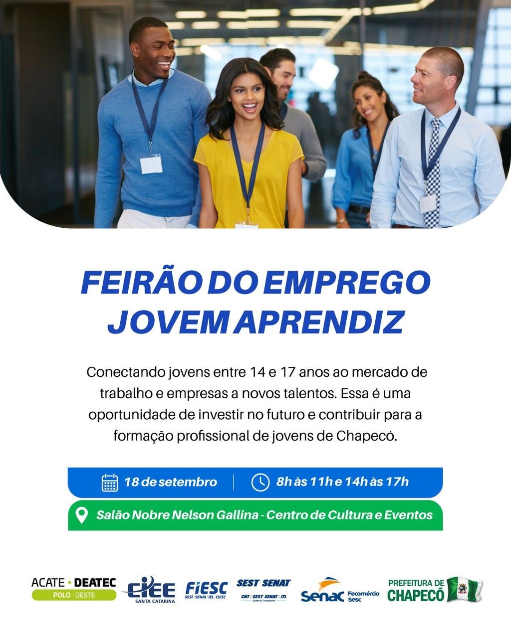 Chapecó realiza Feirão do Emprego Jovem Aprendiz nesta sexta-feira