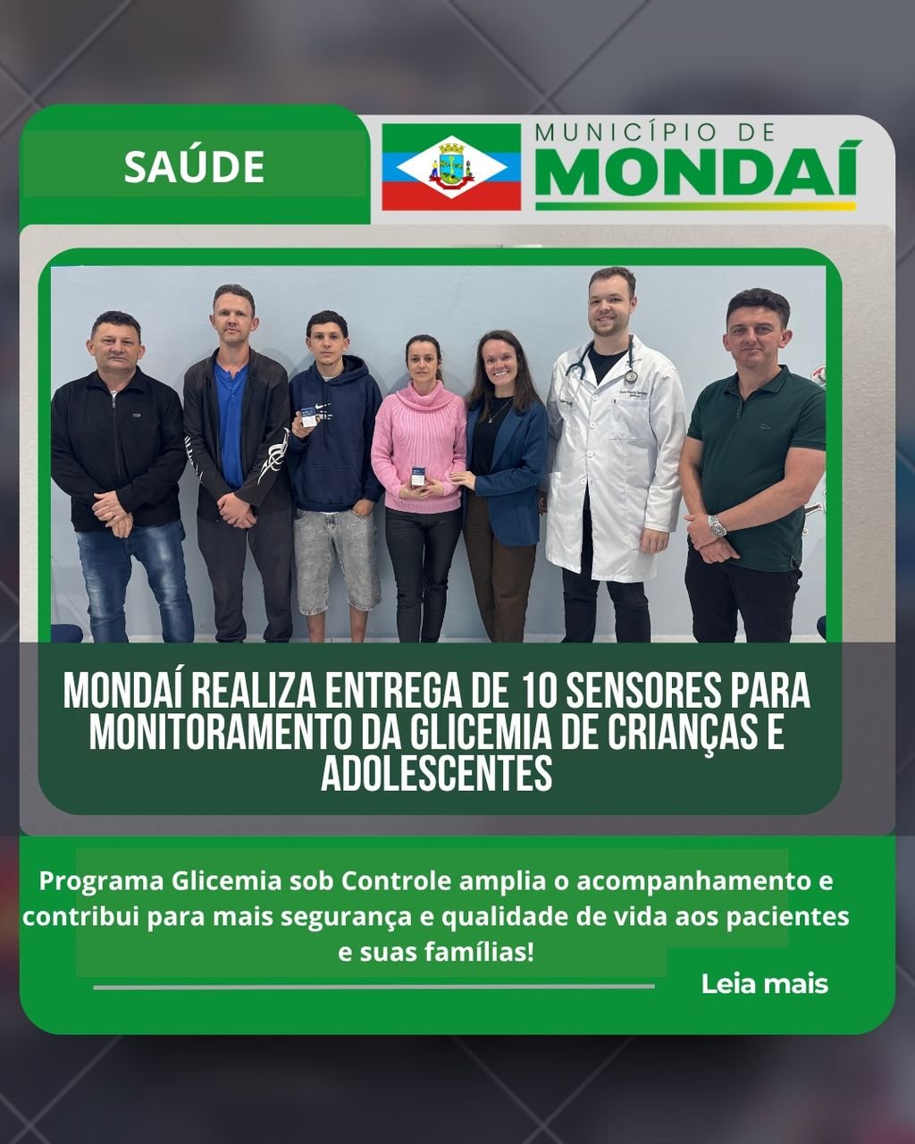 Mondaí entrega 10 sensores para monitoramento da glicemia em crianças e adolescentes