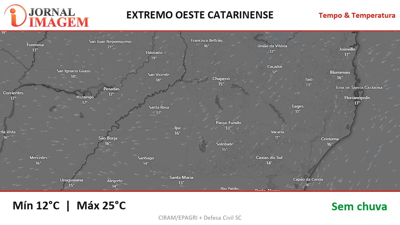 Previsão do Tempo — Extremo Oeste de SC — 17/09/2026