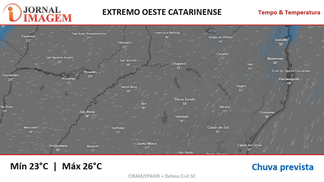 Previsão do Tempo — Extremo Oeste de SC — 18/09/2026