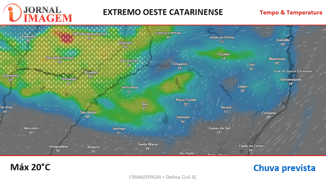 Previsão do Tempo — Extremo Oeste de SC — 19/09/2026
