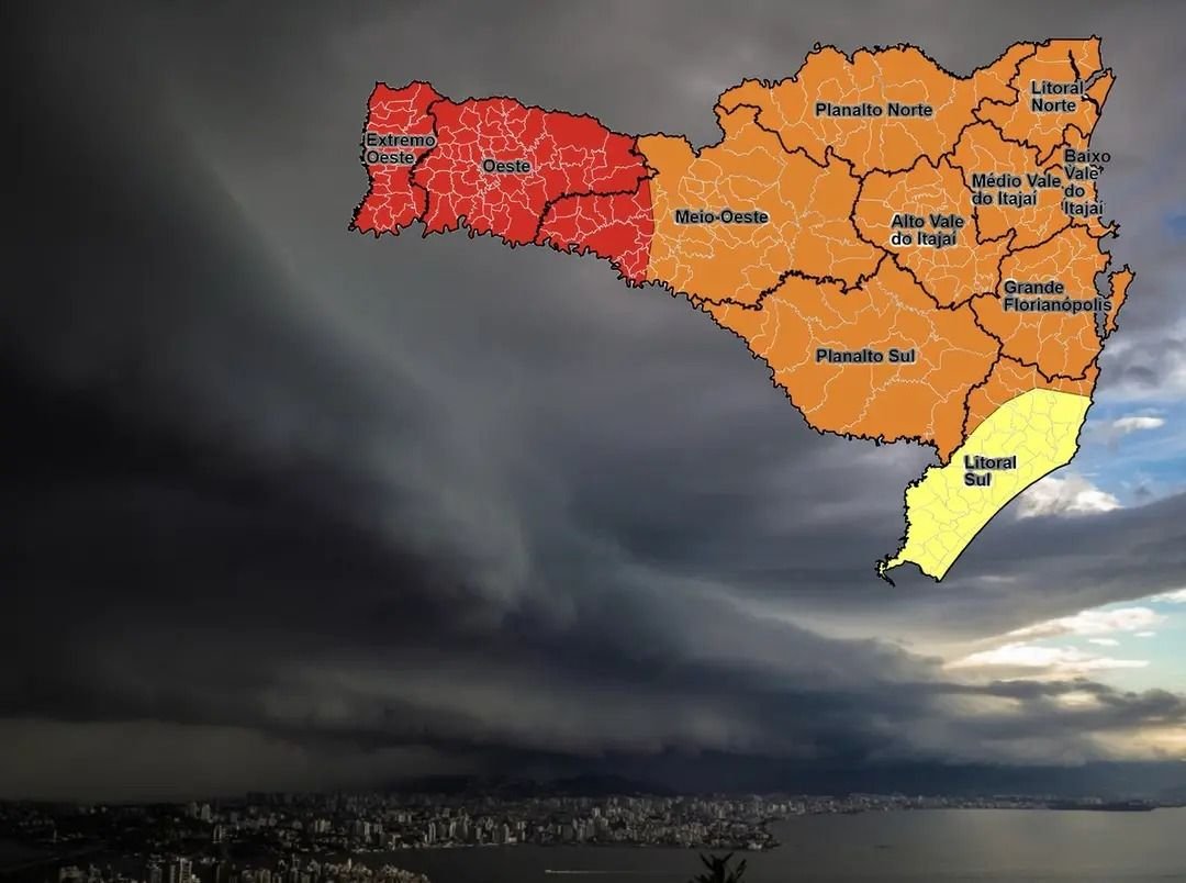 Santa Catarina emite alerta para temporais severos nesta segunda-feira