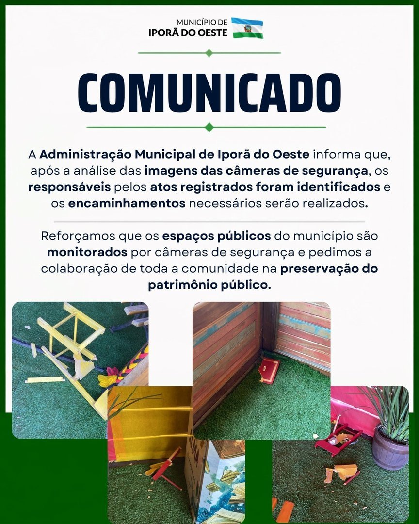 Vandalismo – Os Responsáveis por atos de vandalismo são identificados em Iporã do Oeste