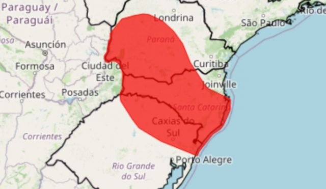 Oeste de SC está sob alerta vermelho para temporais com ventos acima de 100 km/h