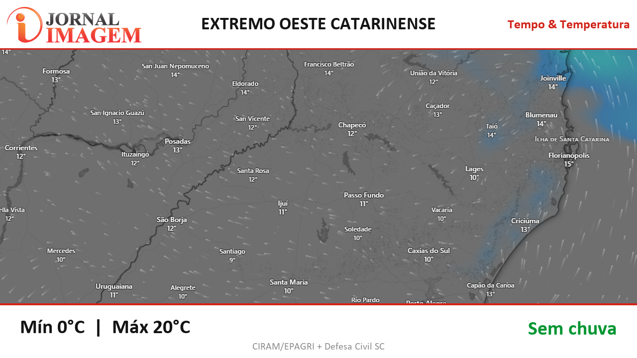 Previsão do Tempo — Extremo Oeste de SC — 23/09/2026