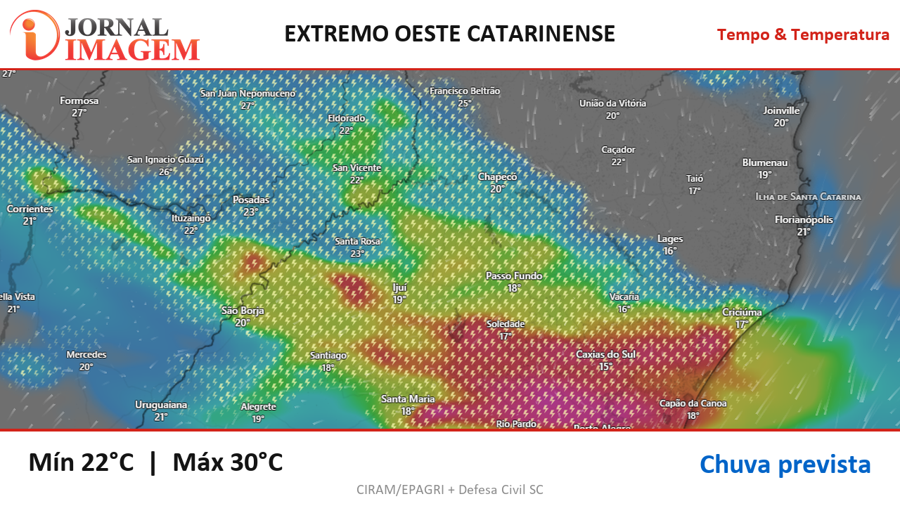 Previsão do Tempo — Extremo Oeste de SC — 29/09/2026