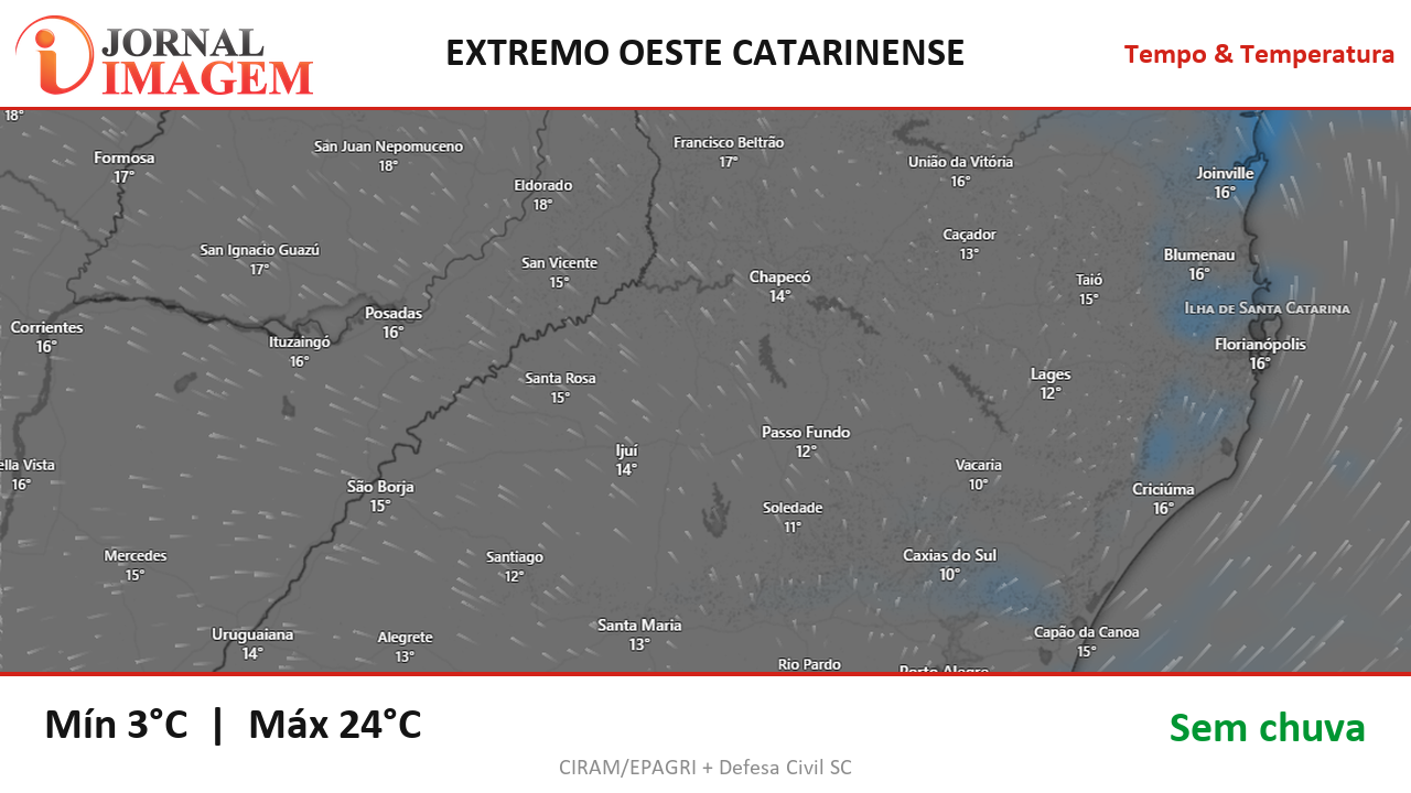 Previsão do Tempo — Extremo Oeste de SC — 02/10/2026