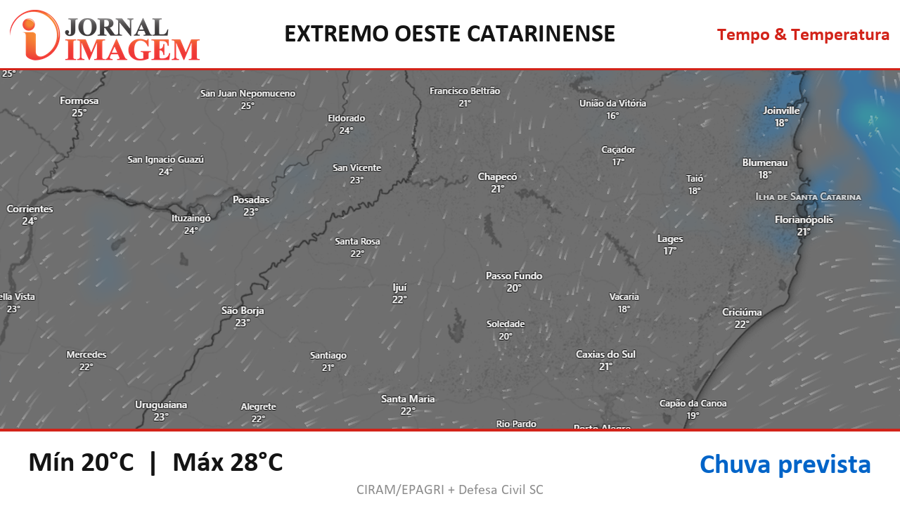 Previsão do Tempo — Extremo Oeste de SC — 07/10/2026