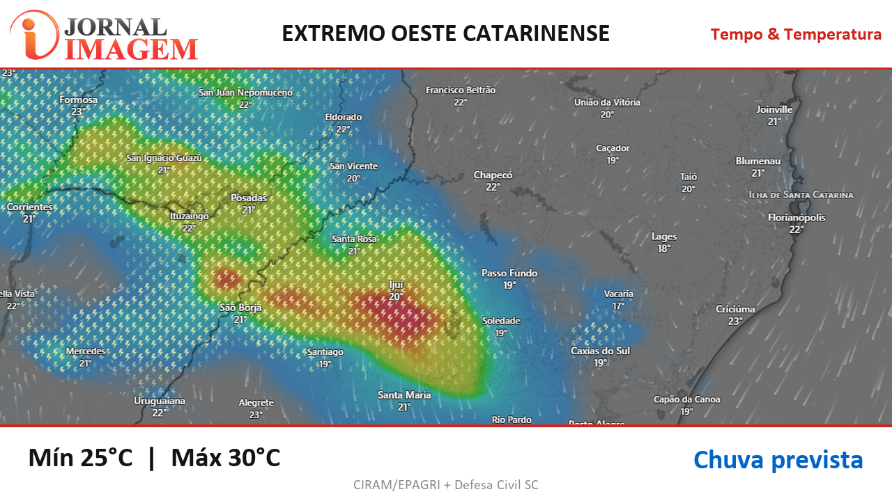Previsão do Tempo — Extremo Oeste de SC — 08/10/2026