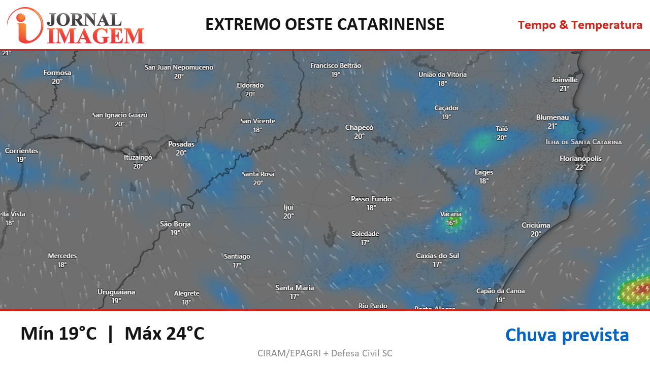Previsão do Tempo — Extremo Oeste de SC — 15/10/2026