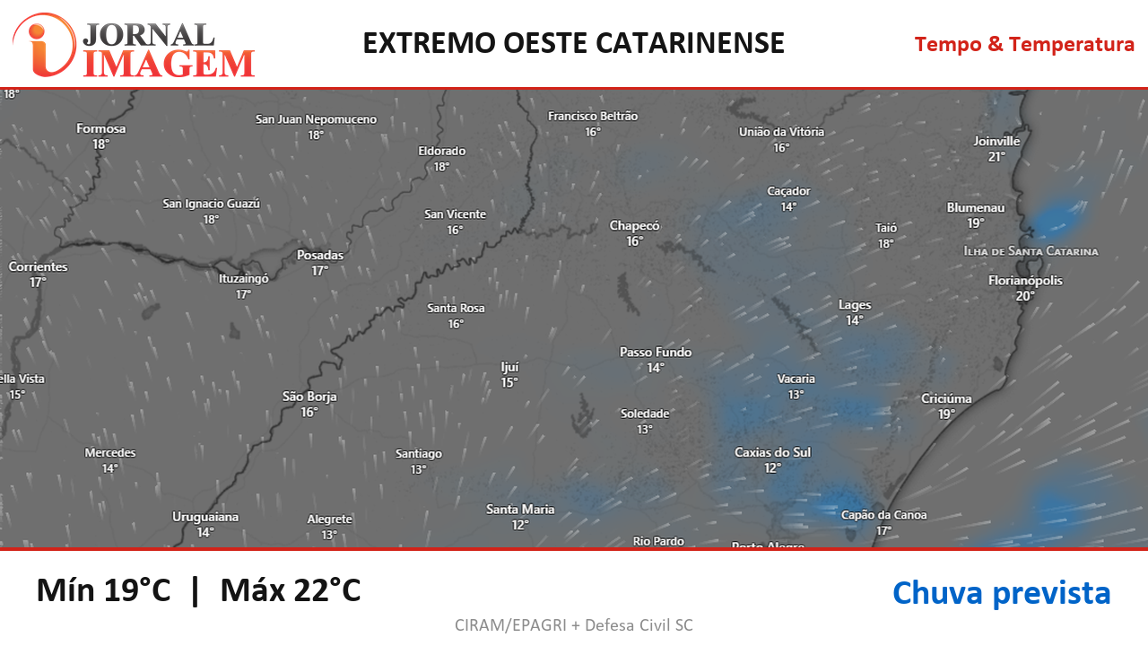 Previsão do Tempo — Extremo Oeste de SC — 17/10/2026